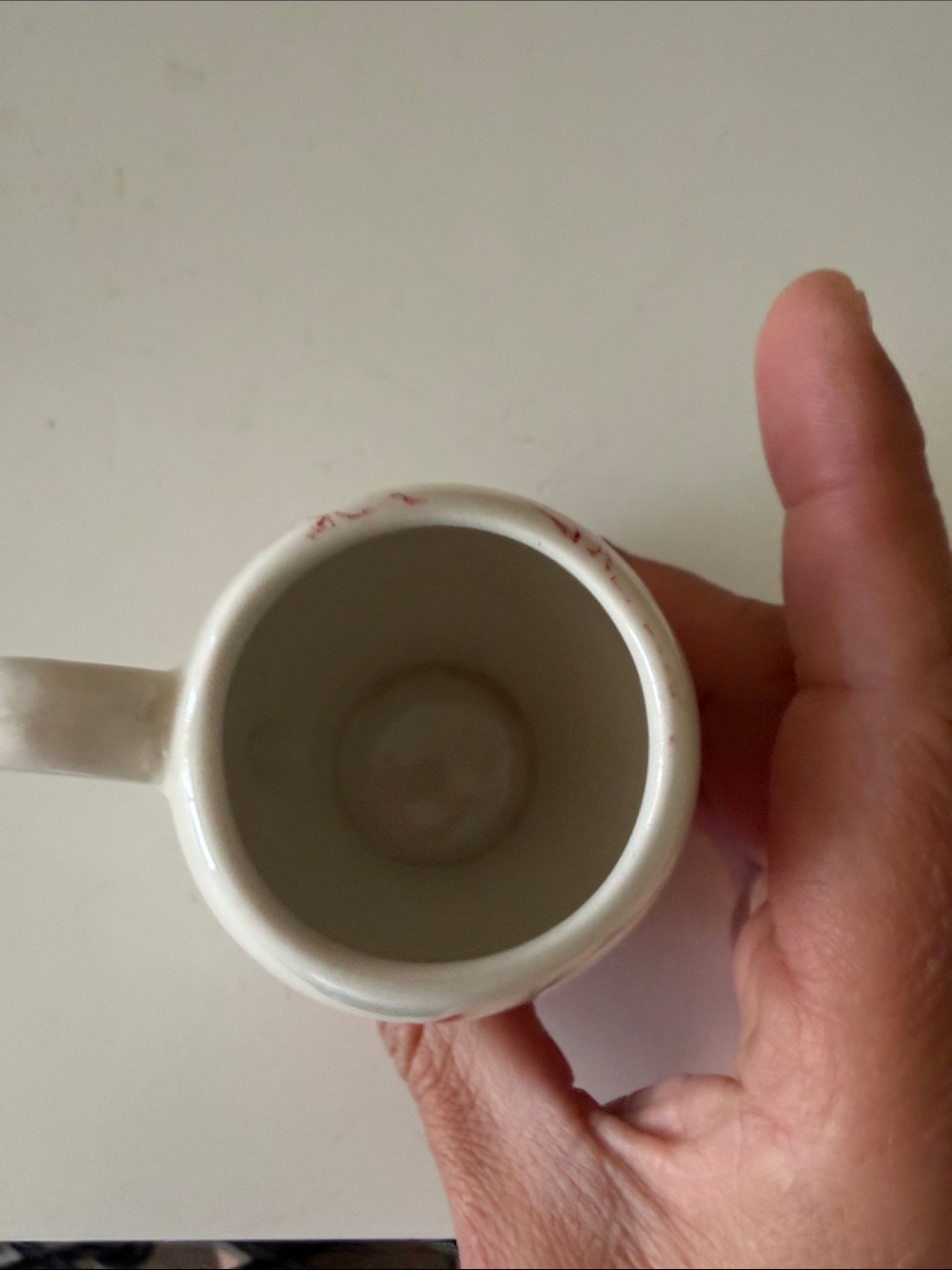 Antique English Ironstone Small Cup Handle Charlotte Crownford Red Transferware - Picture 5 of 6
